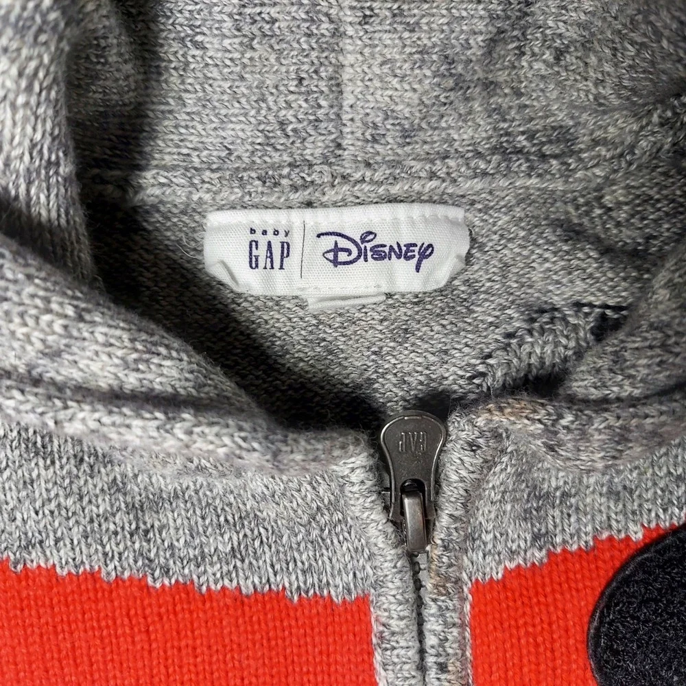 Baby Gap Disney Cardigan Toddler 4 Mickey Mouse Embroidered Wool‎ Gray Zip Up